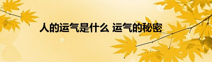 人的运气是什么 运气的秘密