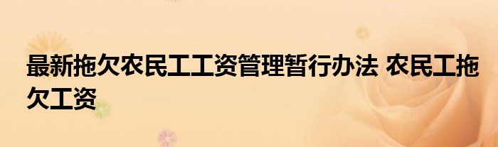 最新拖欠农民工工资管理暂行办法 农民工拖欠工资