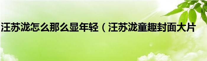 汪苏泷怎么那么显年轻(汪苏泷童趣封面大片