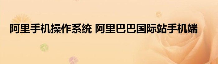 阿里手机操作系统 阿里巴巴国际站手机端