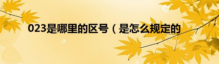 023是哪里的区号(是怎么规定的