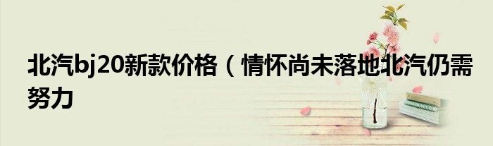 北汽bj20新款价格(情怀尚未落地北汽仍需努力