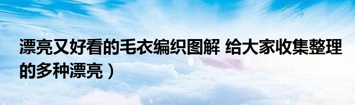 漂亮又好看的毛衣编织图解 给大家收集整理的多种漂亮)