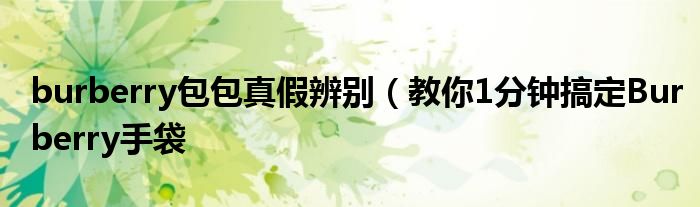 burberry包包真假辨别(教你1分钟搞定Burberry手袋