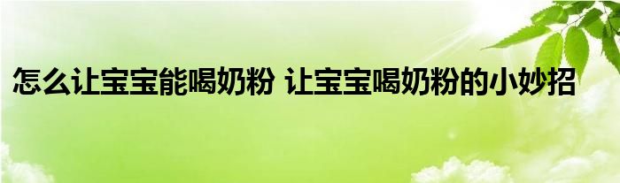 怎么让宝宝能喝奶粉 让宝宝喝奶粉的小妙招
