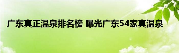 广东真正温泉排名榜 曝光广东54家真温泉