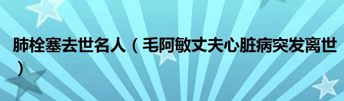 肺栓塞去世名人(毛阿敏丈夫心脏病突发离世)