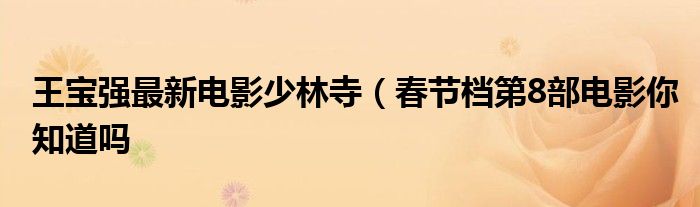 王宝强最新电影少林寺(春节档第8部电影你知道吗