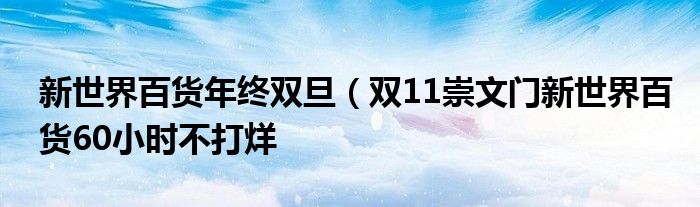 新世界百货年终双旦(双11崇文门新世界百货60小时不打烊