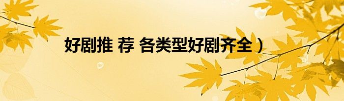 好剧推 荐 各类型好剧齐全)