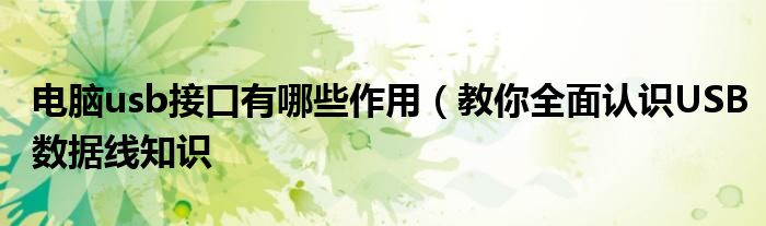 电脑usb接口有哪些作用(教你全面认识USB数据线知识