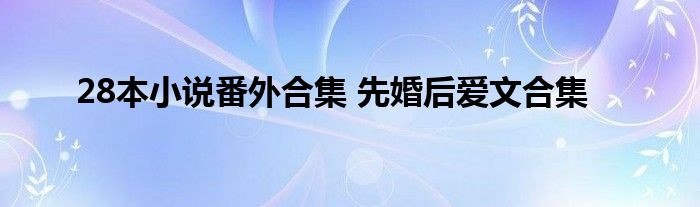 28本小说番外合集 先婚后爱文合集