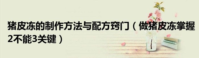 猪皮冻的制作方法与配方窍门(做猪皮冻掌握2不能3关键)