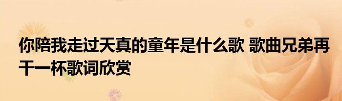 你陪我走过天真的童年是什么歌 歌曲兄弟再干一杯歌词欣赏