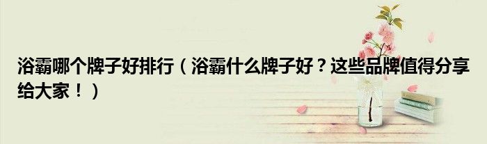 浴霸哪个牌子好排行(浴霸什么牌子好?这些品牌值得分享给大家!)