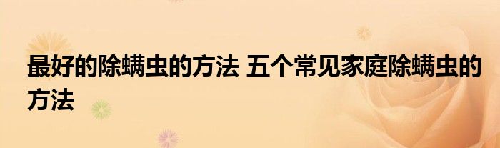 最好的除螨虫的方法 五个常见家庭除螨虫的方法