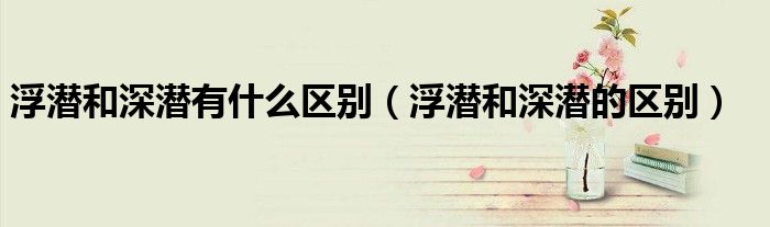 浮潜和深潜有什么区别(浮潜和深潜的区别)