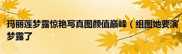 玛丽莲梦露惊艳写真图颜值巅峰(组图她要演梦露了