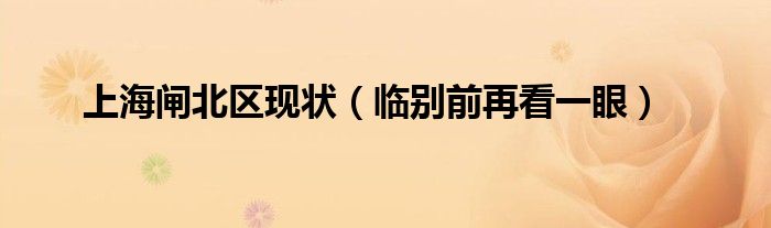 上海闸北区现状(临别前再看一眼)