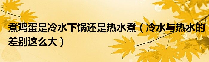 煮鸡蛋是冷水下锅还是热水煮(冷水与热水的差别这么大)