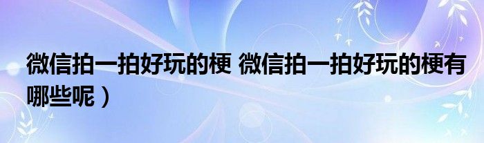 微信拍一拍好玩的梗 微信拍一拍好玩的梗有哪些呢)