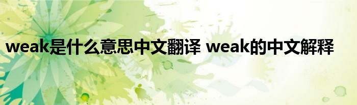 weak是什么意思中文翻译 weak的中文解释
