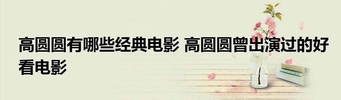 高圆圆有哪些经典电影 高圆圆曾出演过的好看电影