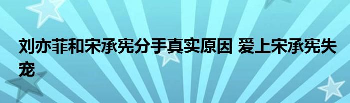 刘亦菲和宋承宪分手真实原因 爱上宋承宪失宠