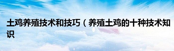 土鸡养殖技术和技巧（养殖土鸡的十种技术知识
