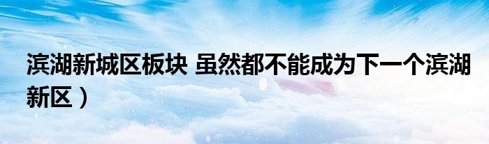 滨湖新城区板块 虽然都不能成为下一个滨湖新区)