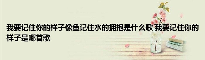 我要记住你的样子像鱼记住水的拥抱是什么歌 我要记住你的样子是哪首歌