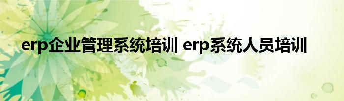 erp企业管理系统培训 erp系统人员培训