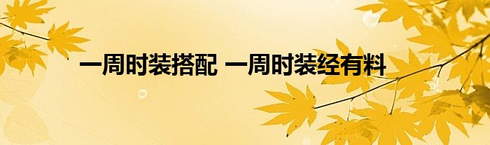 一周时装搭配 一周时装经有料