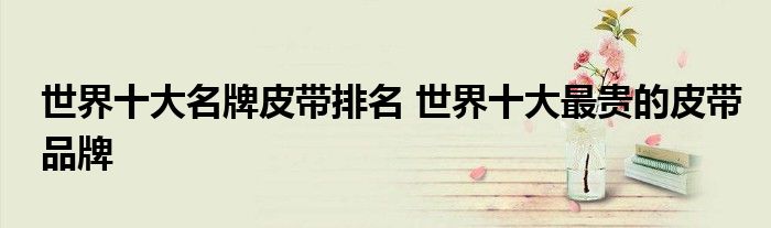 世界十大名牌皮带排名 世界十大最贵的皮带品牌