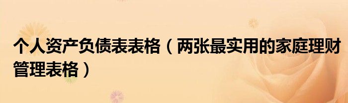 个人资产负债表表格(两张最实用的家庭理财管理表格)