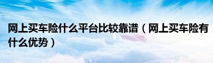 网上买车险什么平台比较靠谱(网上买车险有什么优势)