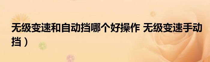 无级变速和自动挡哪个好操作 无级变速手动挡)