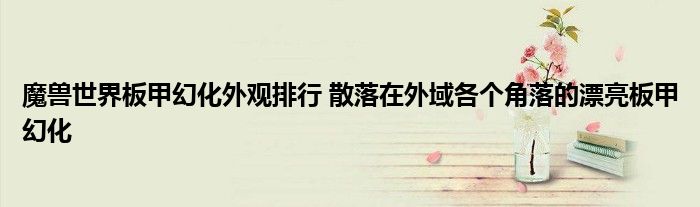 魔兽世界板甲幻化外观排行 散落在外域各个角落的漂亮板甲幻化