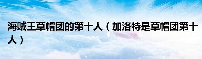 海贼王草帽团的第十人(加洛特是草帽团第十人)