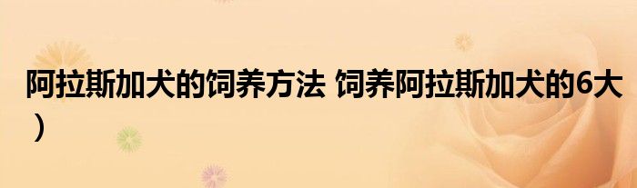 阿拉斯加犬的饲养方法 饲养阿拉斯加犬的6大)