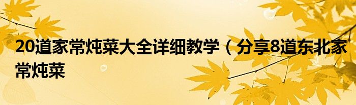 20道家常炖菜大全详细教学(分享8道东北家常炖菜
