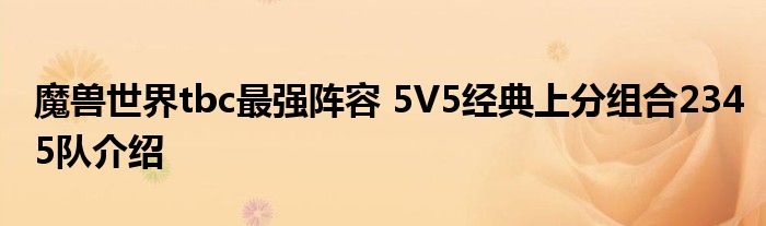 魔兽世界tbc最强阵容 5V5经典上分组合2345队介绍