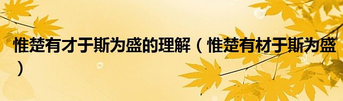 惟楚有才于斯为盛的理解(惟楚有材于斯为盛)