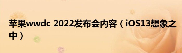 苹果wwdc 2022发布会内容(iOS13想象之中)