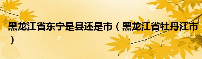 黑龙江省东宁是县还是市(黑龙江省牡丹江市)