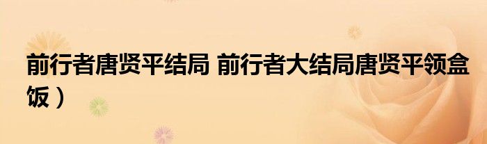 前行者唐贤平结局 前行者大结局唐贤平领盒饭)