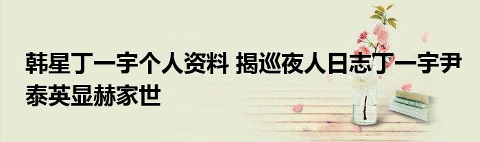 韩星丁一宇个人资料 揭巡夜人日志丁一宇尹泰英显赫家世