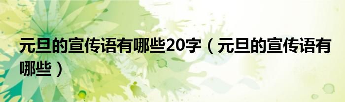 元旦的宣传语有哪些20字(元旦的宣传语有哪些)