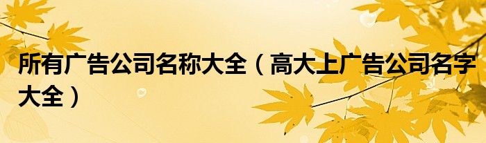 所有广告公司名称大全(高大上广告公司名字大全)
