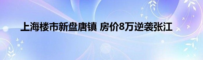 上海楼市新盘唐镇 房价8万逆袭张江